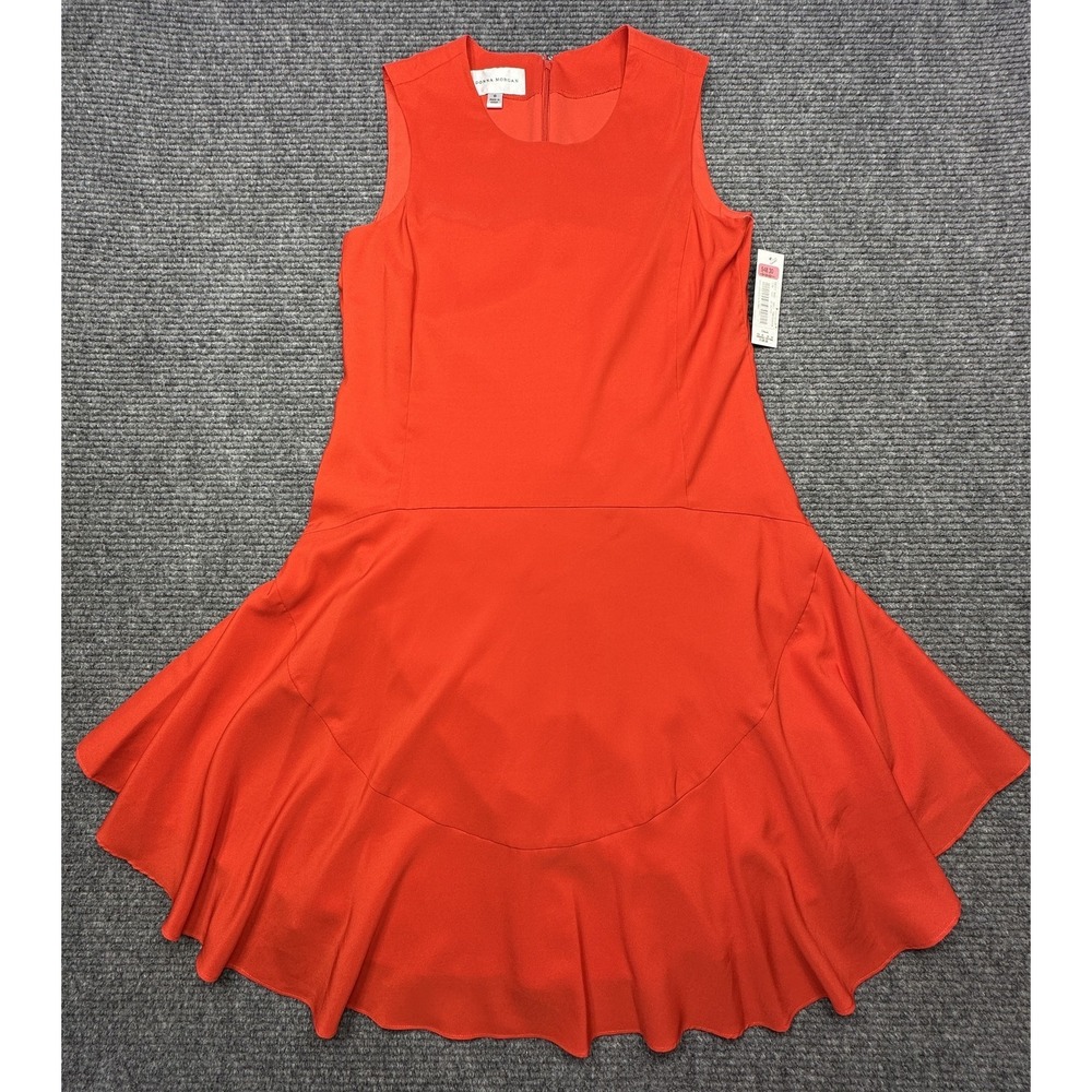 Donna Morgan Dress Womens 6 Orange Sleeveless Fit‎ & Flare Flounce Hem Party